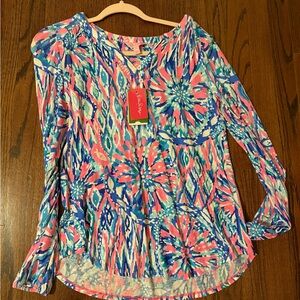 Lilly Pulitzer Lilia’s Tunic Top Tiki Pink Shake it up with tags size XS
